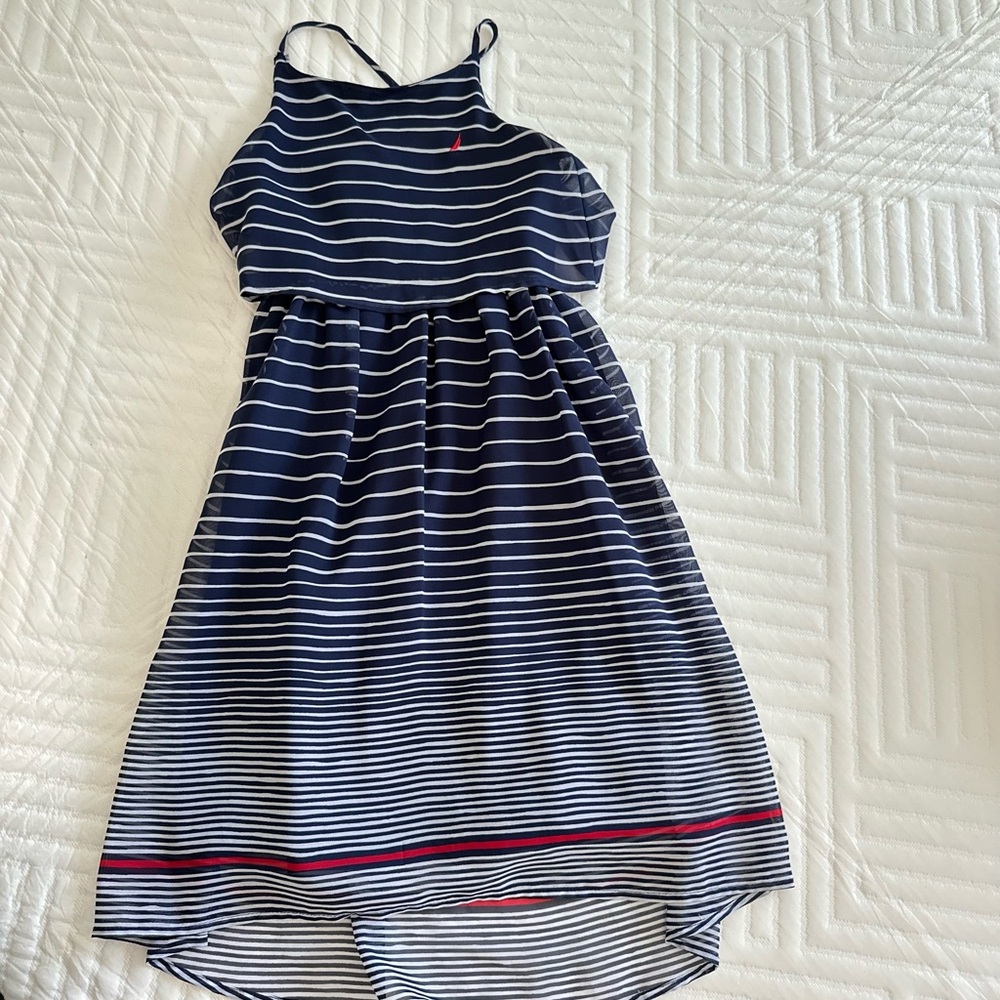 Nautica Navy and White Striped Dress